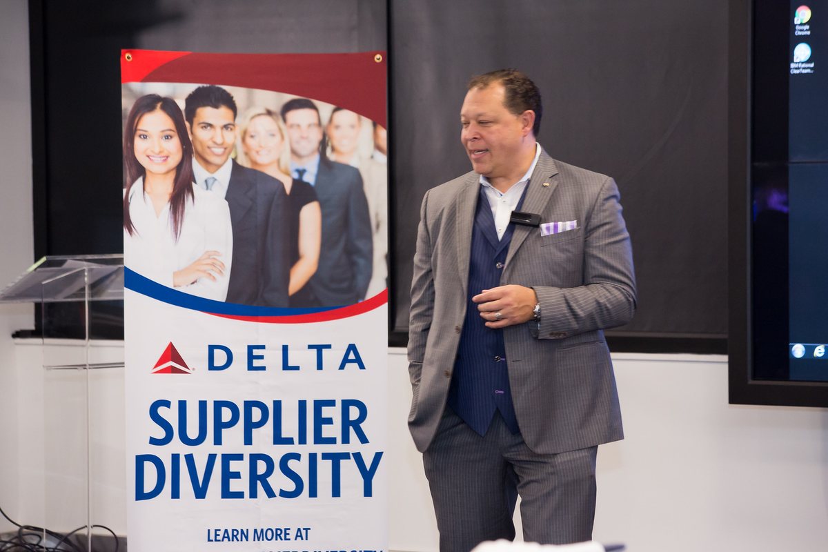 Rico Pena presenting to the Delta Air Lines Supplier Diversity team